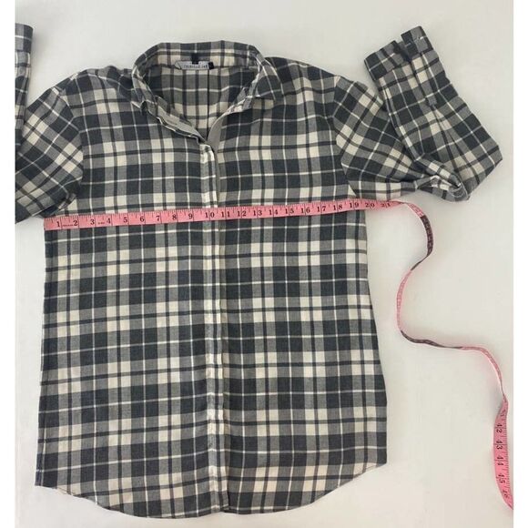 LAFAYETTE 148 Lightweight Flannel Plaid Button Down Shirt Gray White - Small (P) - Picture 4 of 9